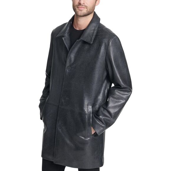 DKNY Mens Crocodile Imprint Leather Blazer Jacket NWT
